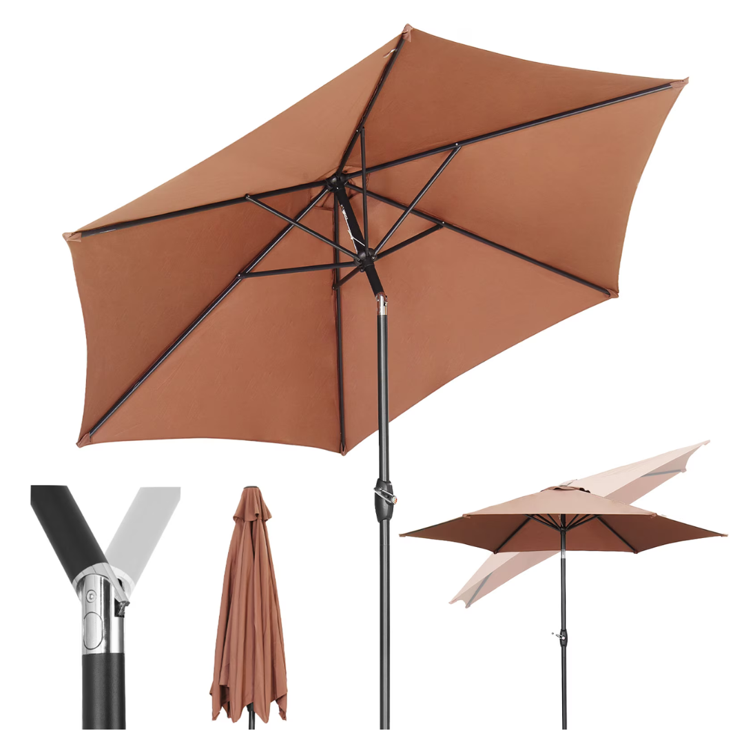 9ft Ainfox Outdoor Patio Table Umbrella W/ Push Button Tilt/Crank (various Colors)