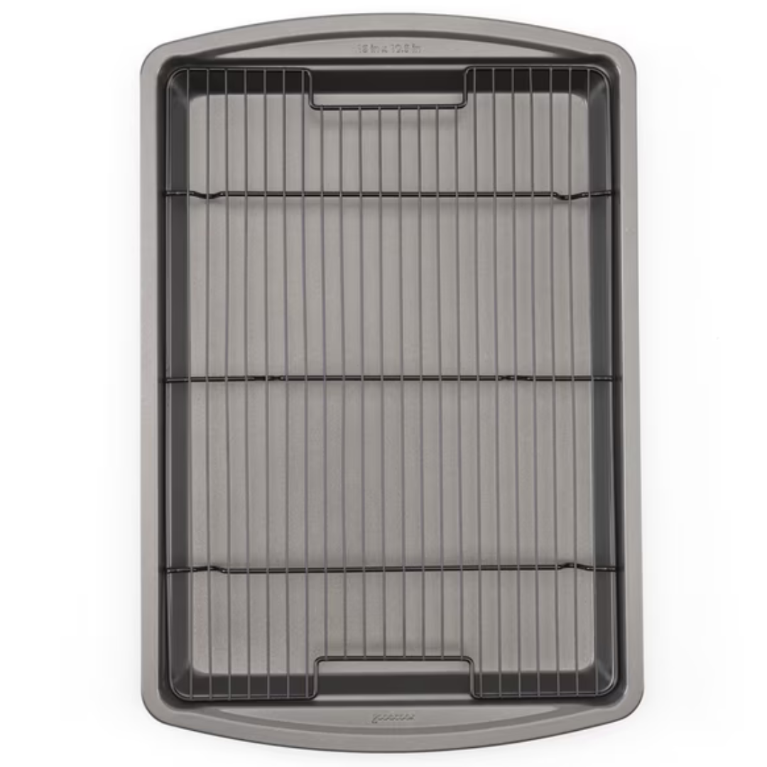 15"x10.5" GoodCook Nonstick Carbon Steel Baking Pan W/ Raised Wire Rack