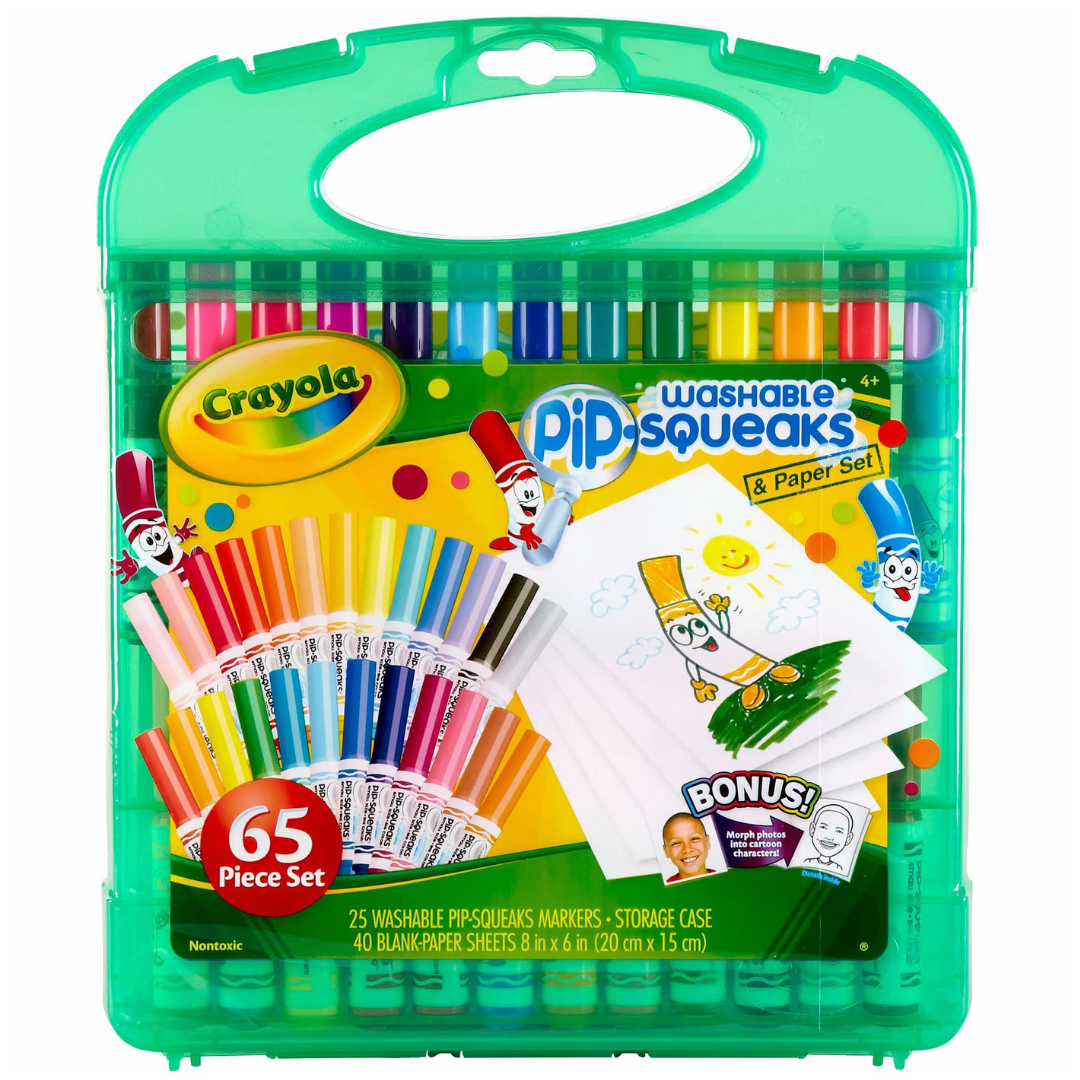65-Count Crayola Pip Squeaks Mini Markers And Paper Set
