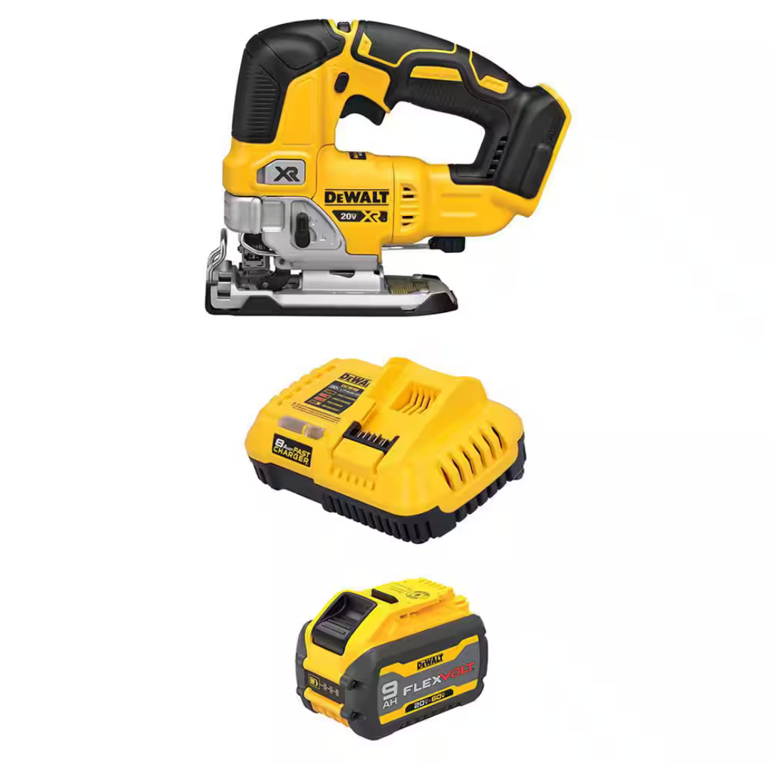 DeWALT 20V MAX XR Cordless Brushless Jigsaw W/ 9Ah Battery & Fast Charger