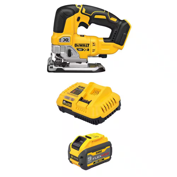 DeWALT 20V MAX XR Cordless Brushless Jigsaw W/ 9Ah Battery & Fast Charger