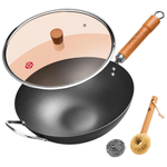 Wangyuanji 12.6'' Carbon Steel Wok With Lid
