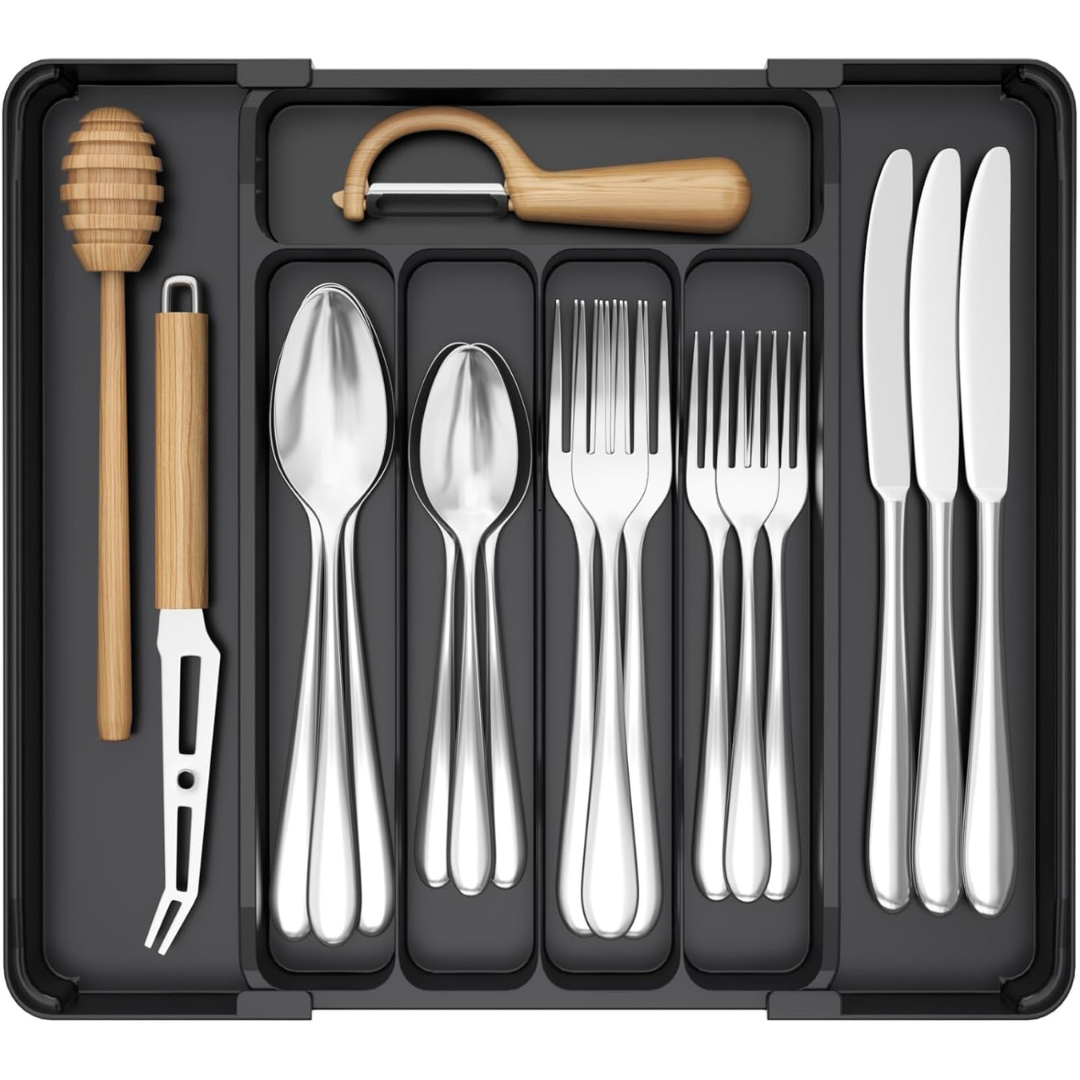Lifewit BPA-Free Adjustable Silverware Organizer
