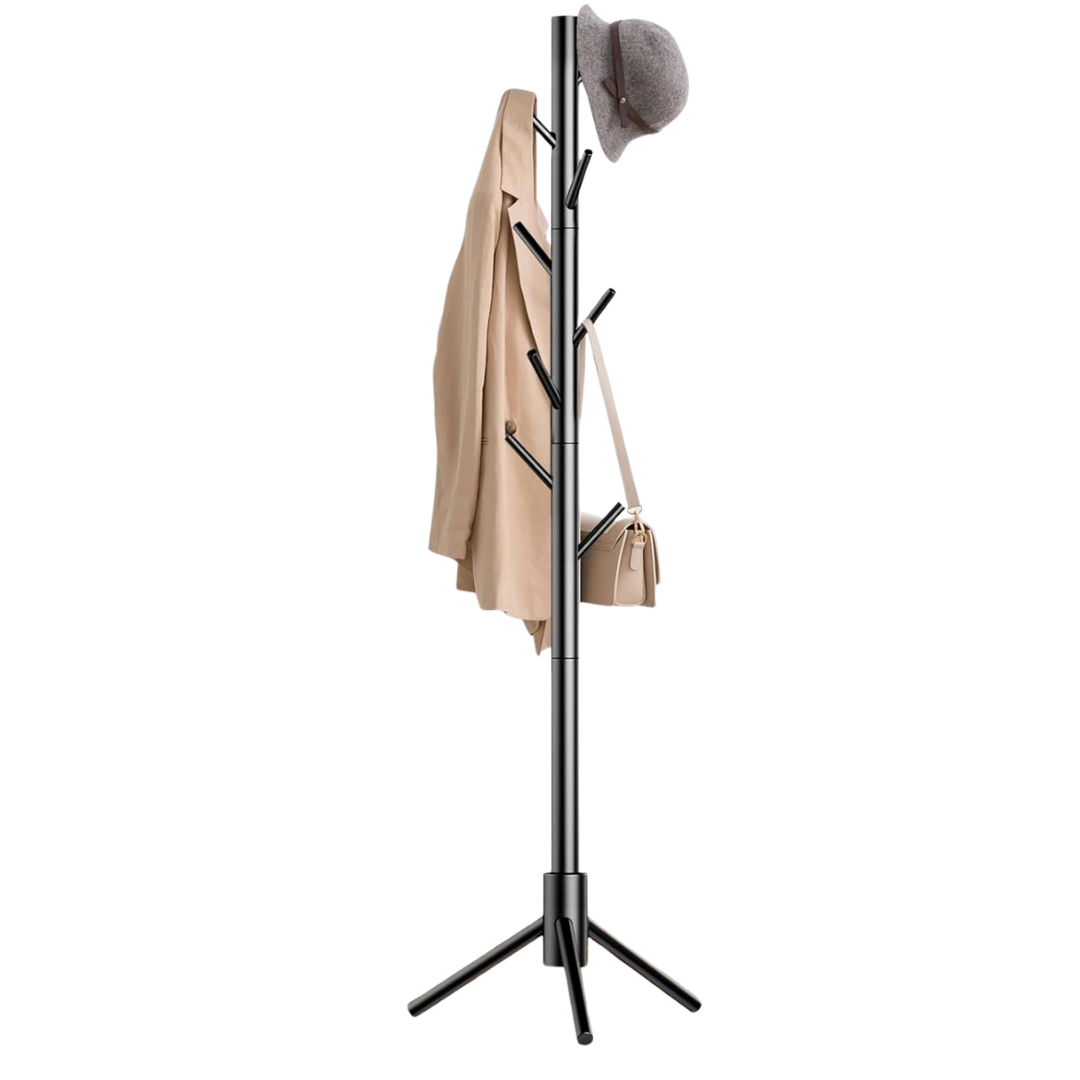 Aliphon Wooden Freestanding Coat Rack Stand With 8 Hooks