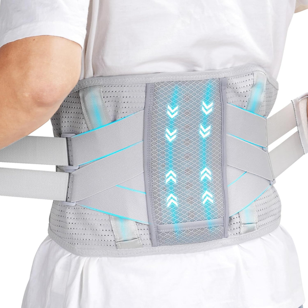 Lower Back Support Brace With Removable Support Plate & 3 Interchangeable Pads