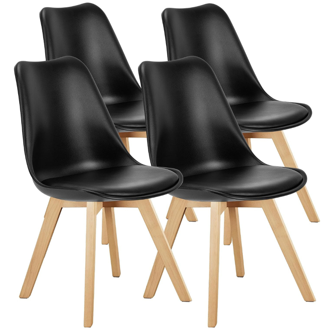 Set Of 4 Mid Century Modern Accent Chairs W/ Wood Legs