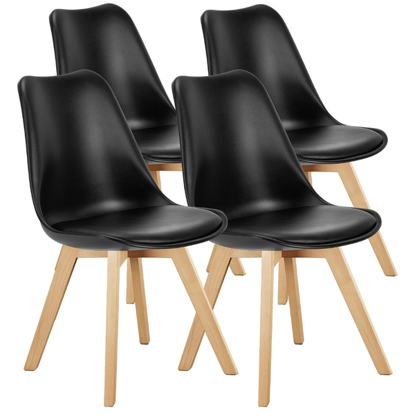 Set Of 4 Mid Century Modern Accent Chairs W/ Wood Legs