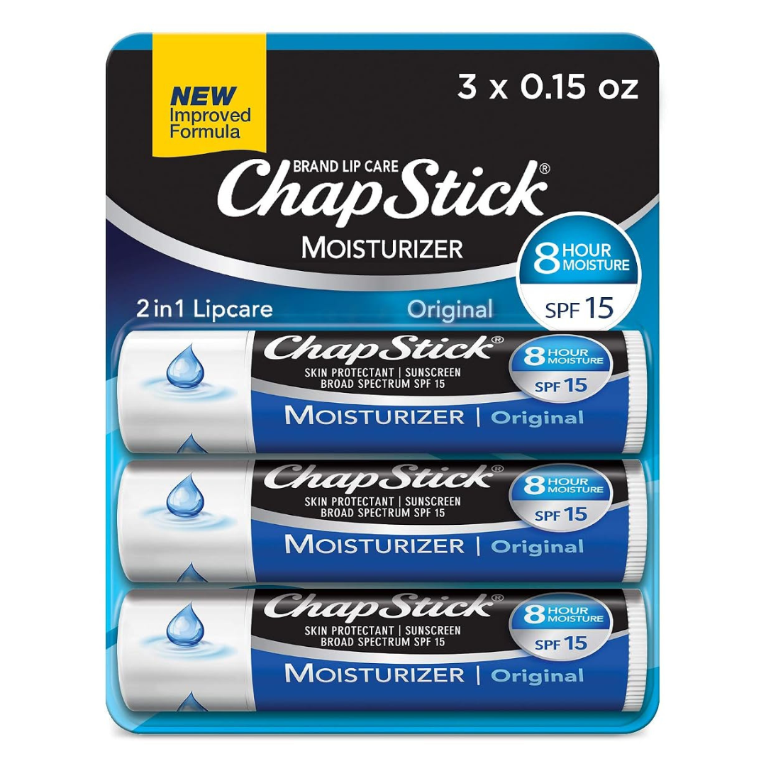 3-Pack 0.15-Oz ChapStick Moisturizer Original Lip Balm Tubes