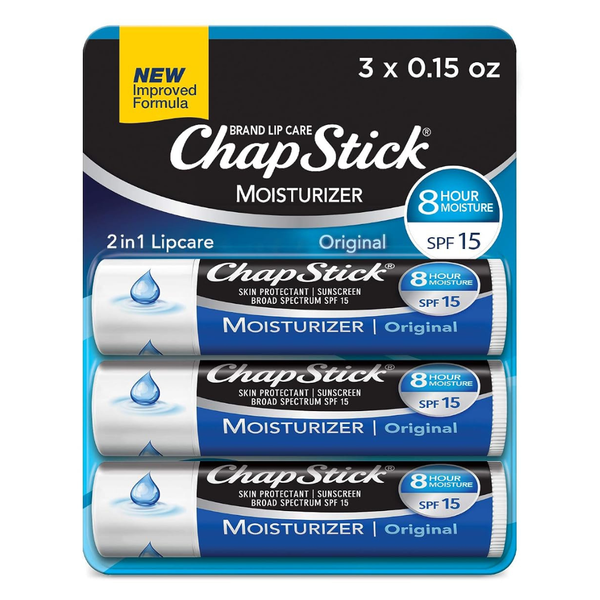 3-Pack 0.15-Oz ChapStick Moisturizer Original Lip Balm Tubes