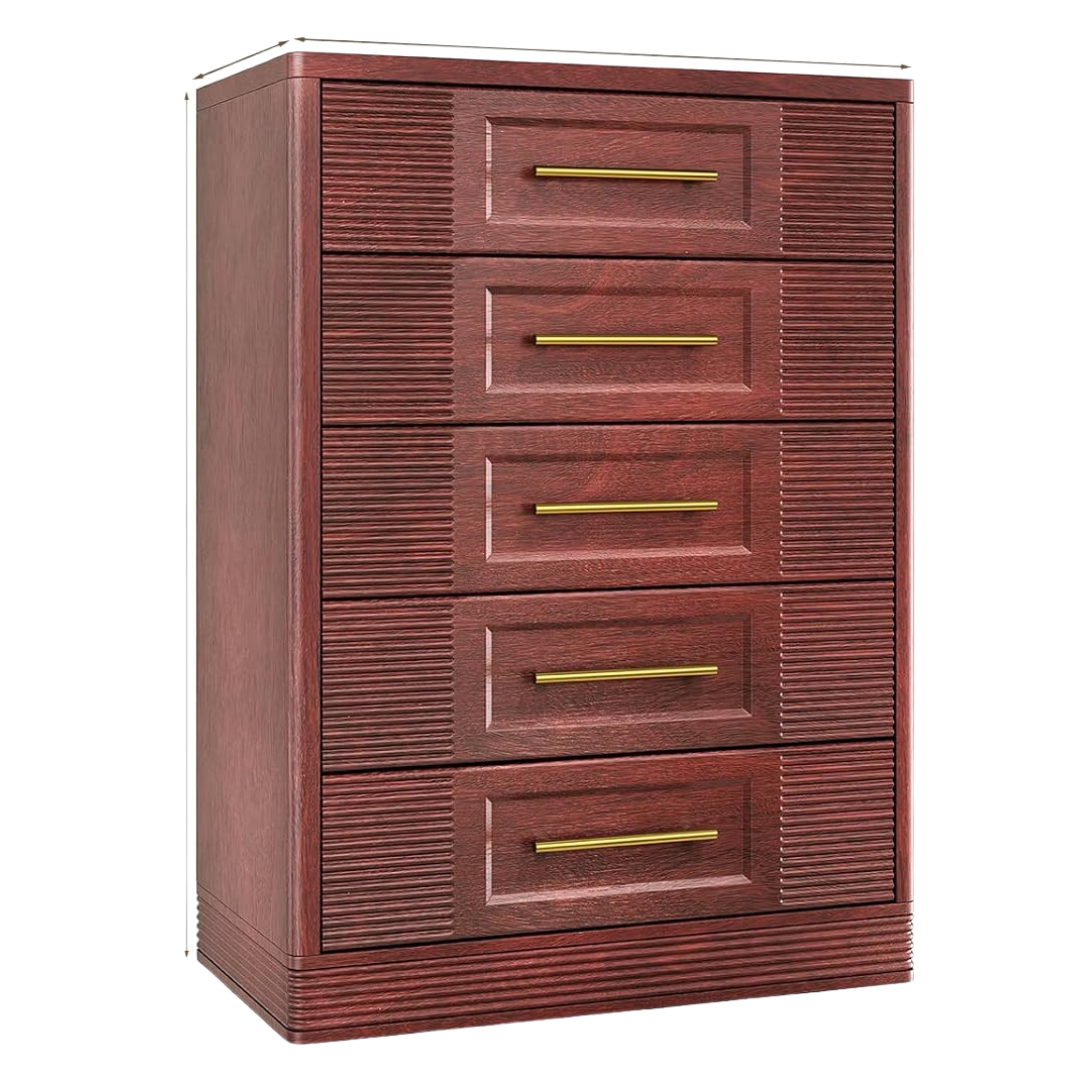 5-Drawer Farmhouse White Wood Dresser, 46" Tall Storage Cabinet