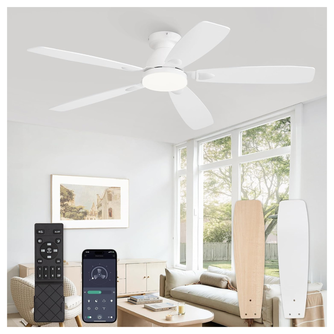 52'' Flush Mount Ceiling Fan With Lights & Remote Control