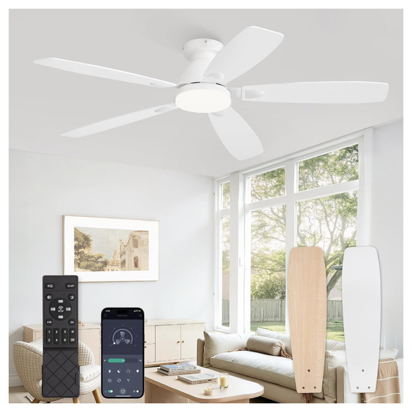 52'' Flush Mount Ceiling Fan With Lights & Remote Control