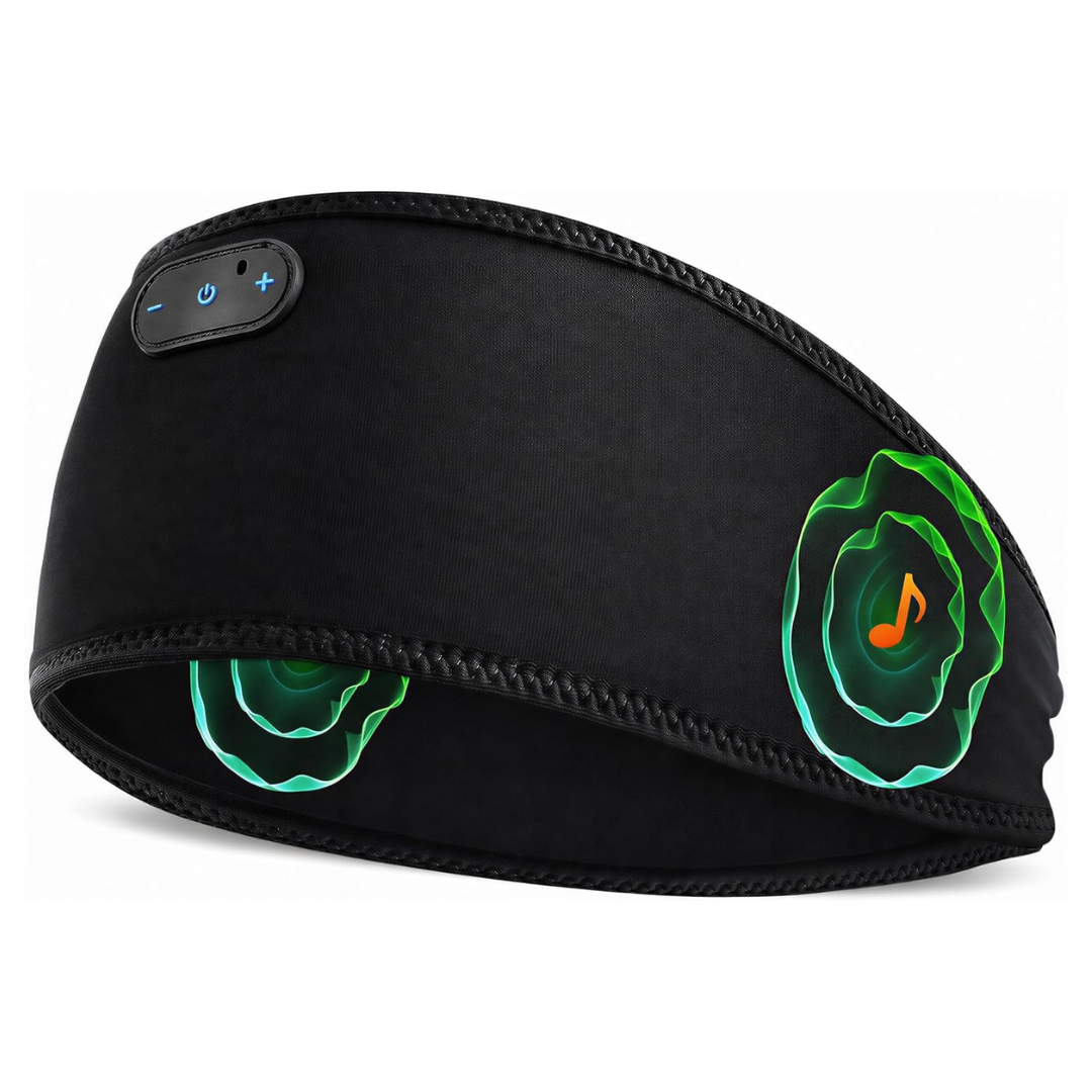 ZHENYEMEI Bamboo Cotton Wireless Bluetooth Sleep Headband Headphones (Black)