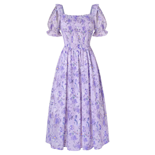 Scarlet Darkness Women's Floral Square Neck Puff Sleeve A-Line Dress (various Colors)