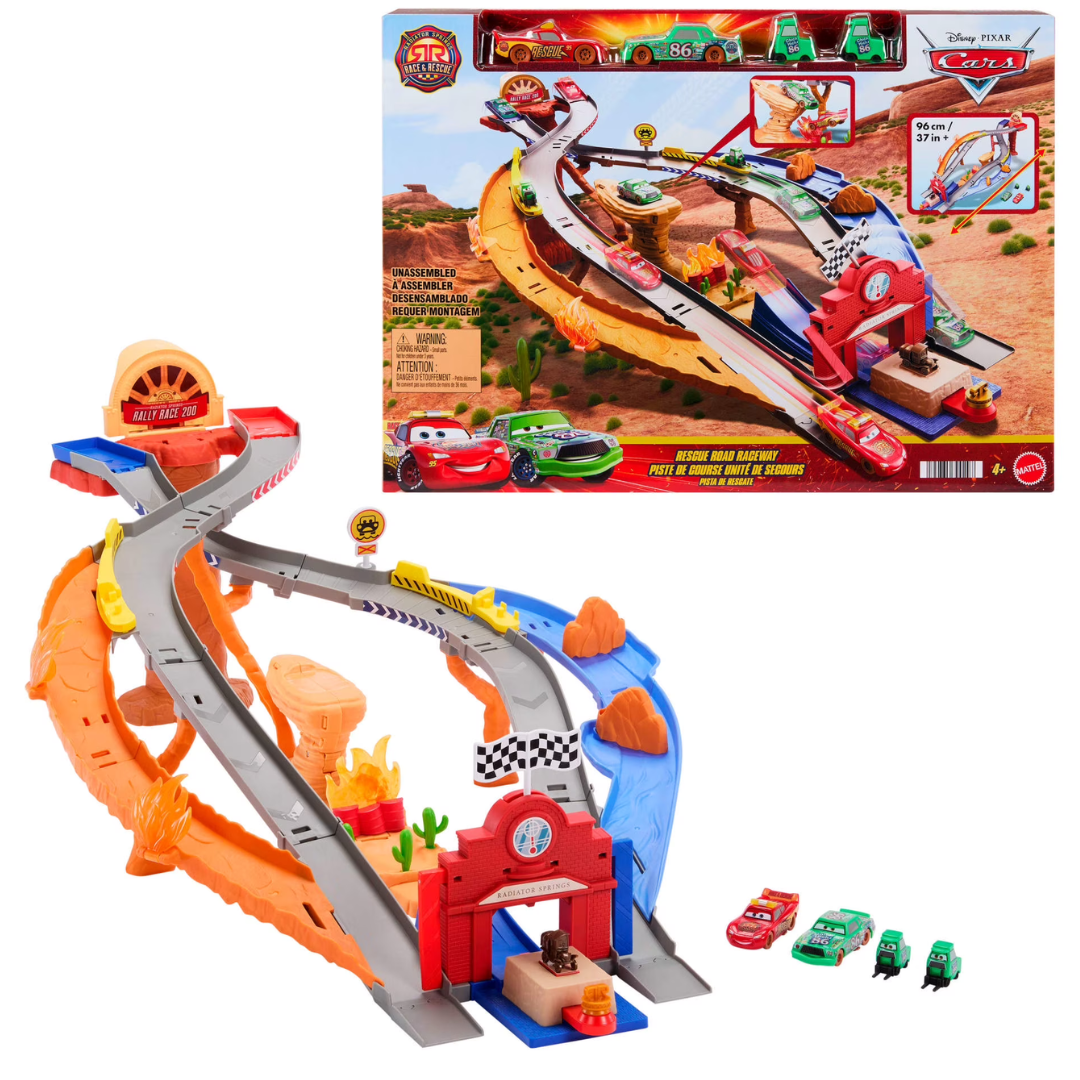 Mattel Disney Pixar Cars Race And Rescue Road Raceway Playset