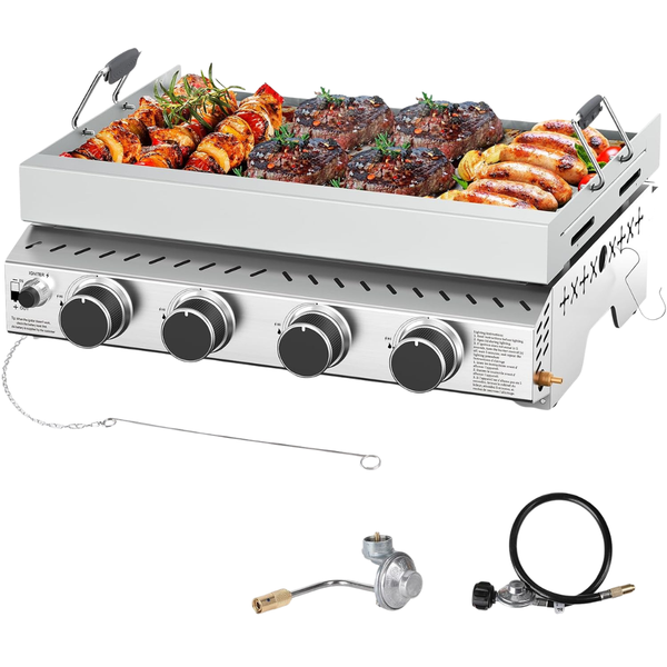 Cowsar Portable 4-Burner 32000 BTU Propane Stainless Steel BBQ Grill