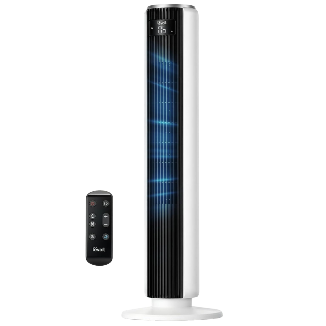 Levoit 90 Deg. Oscillating Tower Fan With 5 Speeds, 4 Modes & Remote (2 Colors)
