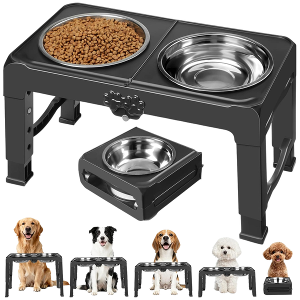 Comesoon 5-Height Adjustable Elevated 7.1" Dog Bowls