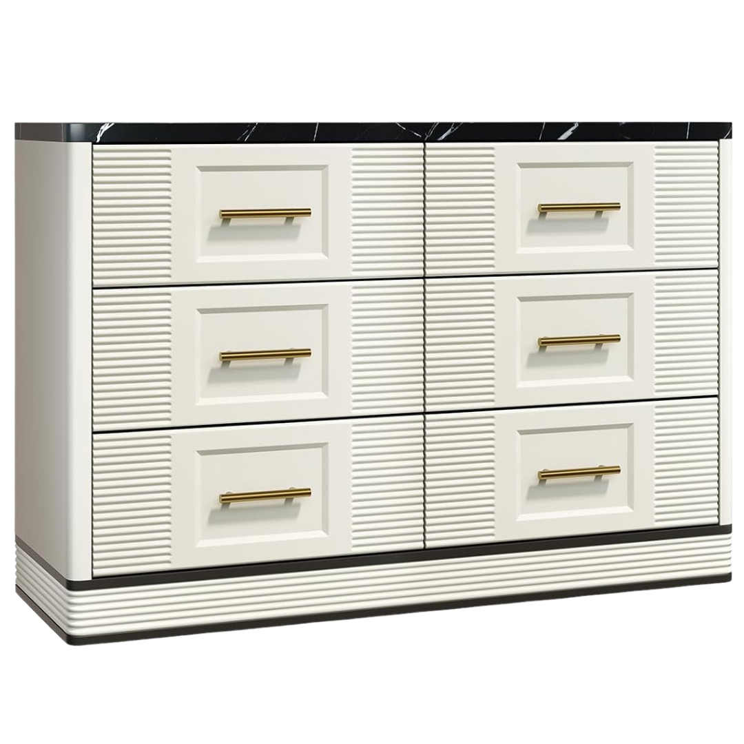 Modern Marble Farmhouse 6 Drawers Dresser