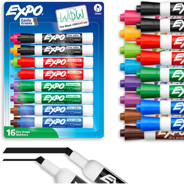 16-Count Expo Low Odor Ink Assorted Dry Erase Markers (Chisel Tip)
