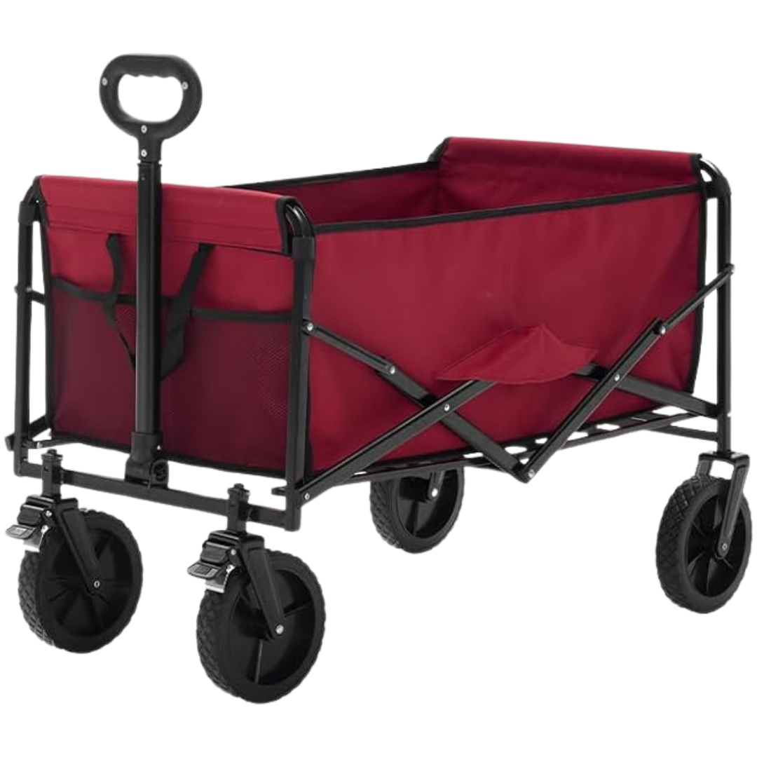 102L Dumos Collapsible Wagon Cart W/ Lockable Brake Wheels (330lb Capacity)