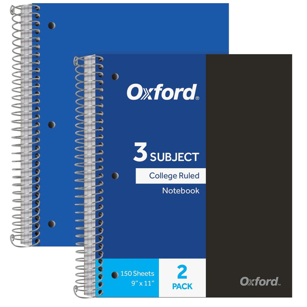 2-Pack Oxford 3-Subject Spiral Notebooks