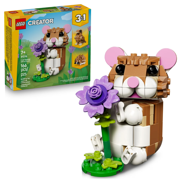 166-Piece LEGO Creator 3-in-1 Cute Hamster With Flower Building Toy (31376)