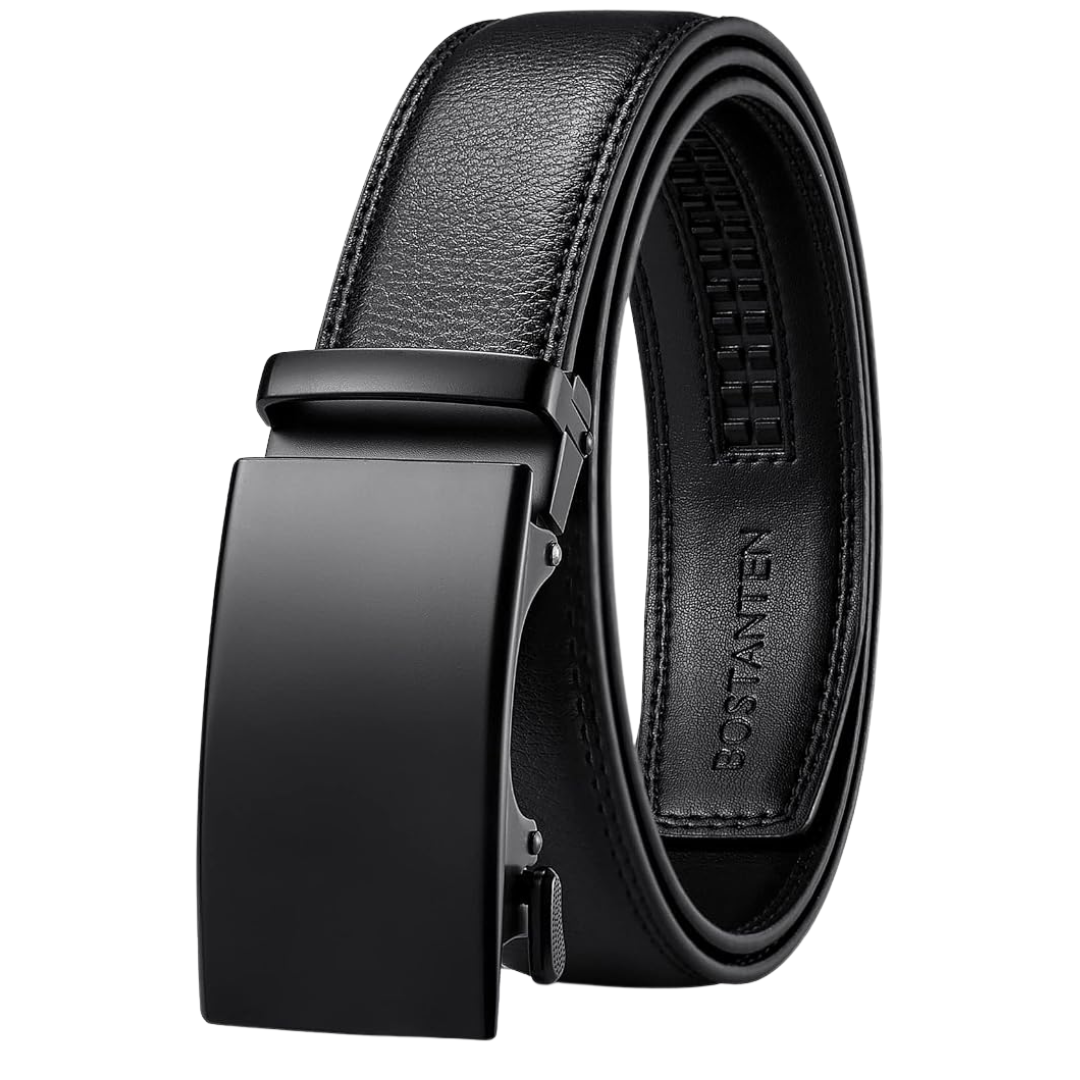Men's Leather Ratchet Belt With Adjustable Buckle