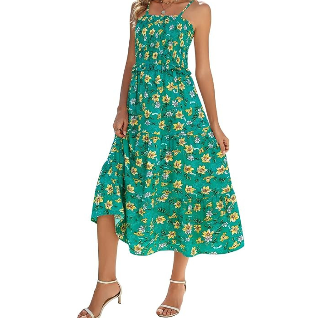 Younrui Women's Spring Floral Smocked Maxi Dress (Various)