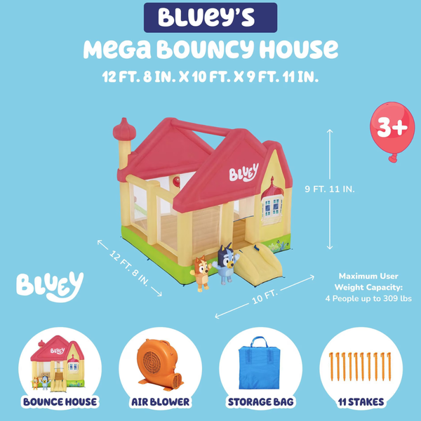 Bluey's Kids Inflatable Mega Bouncy House w/ Slide