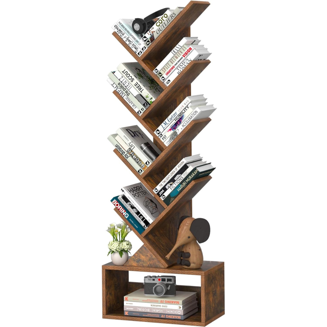 9-Tier Storage Organizer Floor Standing Tree Bookshelf