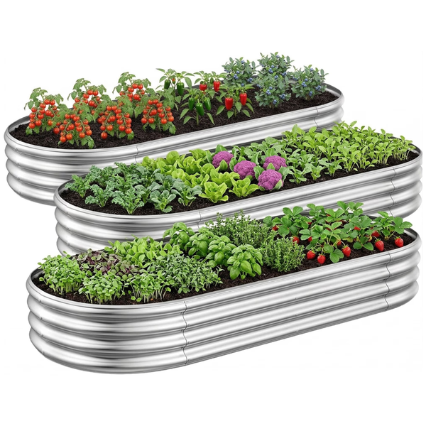 3-Piece 4FT Galvanized Raised Garden Bed Kit