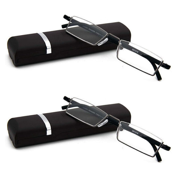 2-Pack Half Frame Reading Glasses With Portable Case