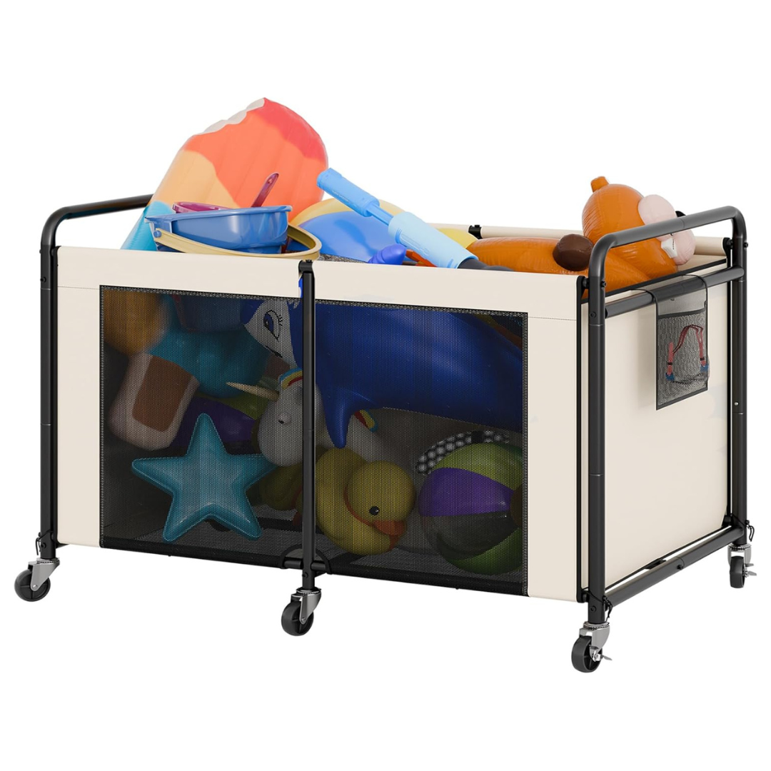 StorageWorks Mesh Pool Float Storage Bin W/ Wheels & Side Pockets