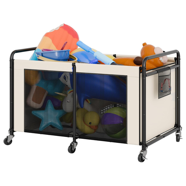 StorageWorks Mesh Pool Float Storage Bin W/ Wheels & Side Pockets