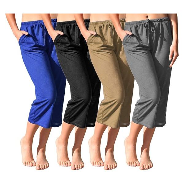 4-Pack Women's Capri Length Lounge & Cover Up Spa Pants