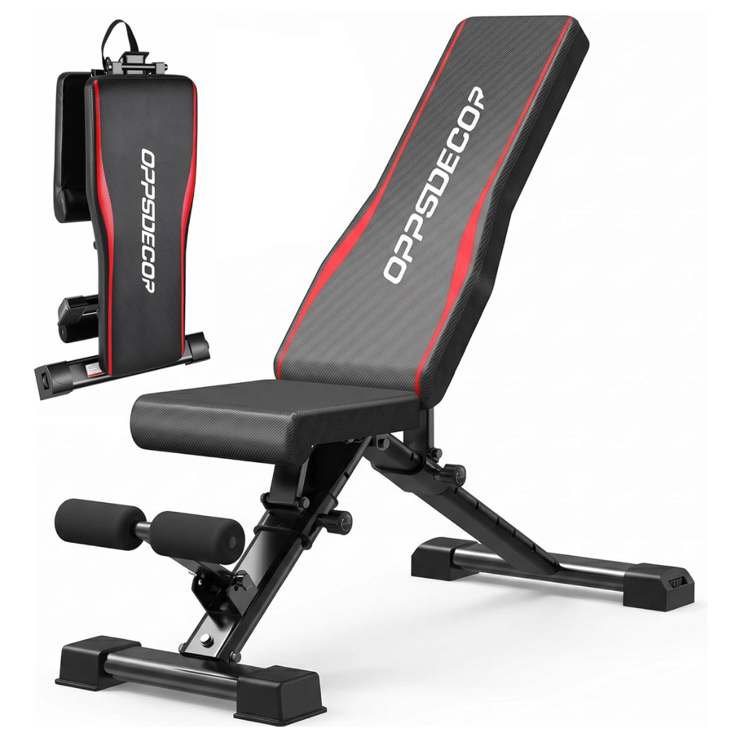 Oppsdecor 900 lbs Capacity Adjustable Folding Weight Bench