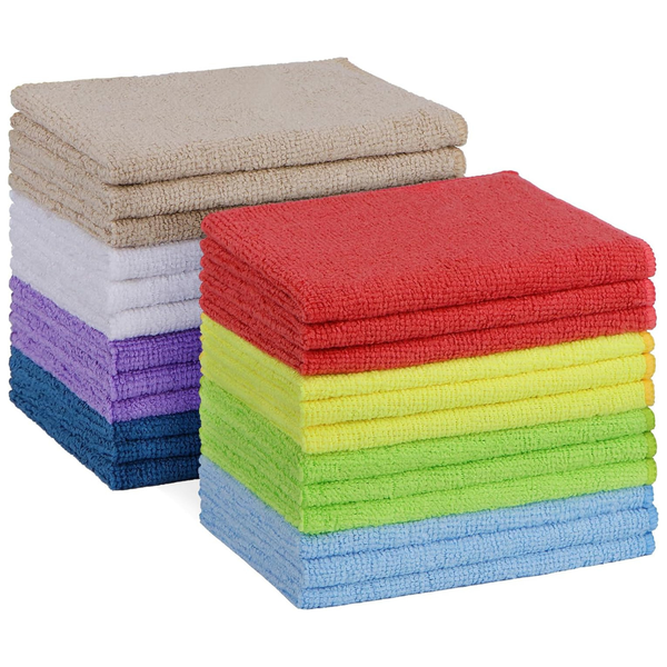24-Pack 12" X 11" Microfiber Lint-Free Cleaning Towels