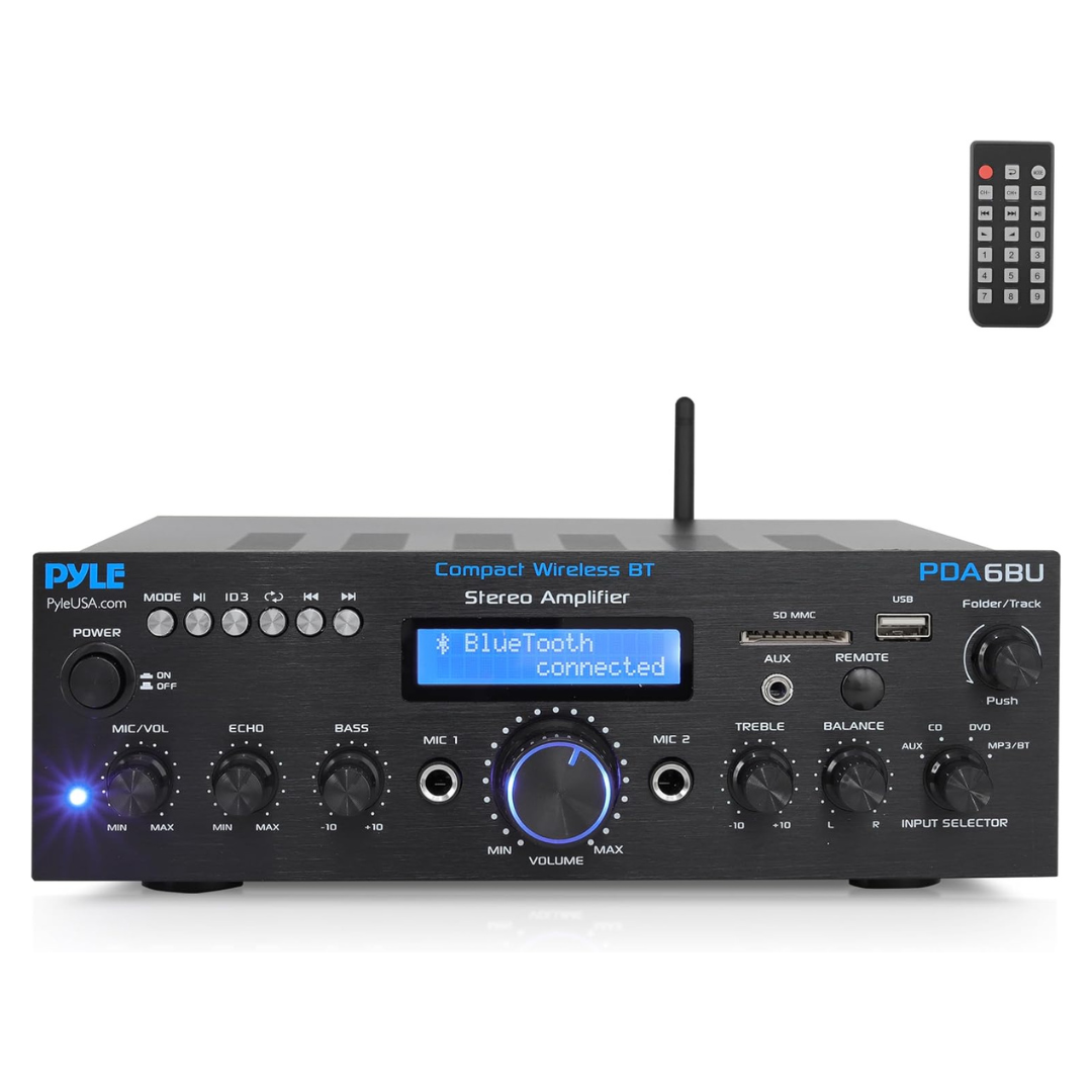 Pyle 200W Dual Channel Bluetooth Power Amplifier System