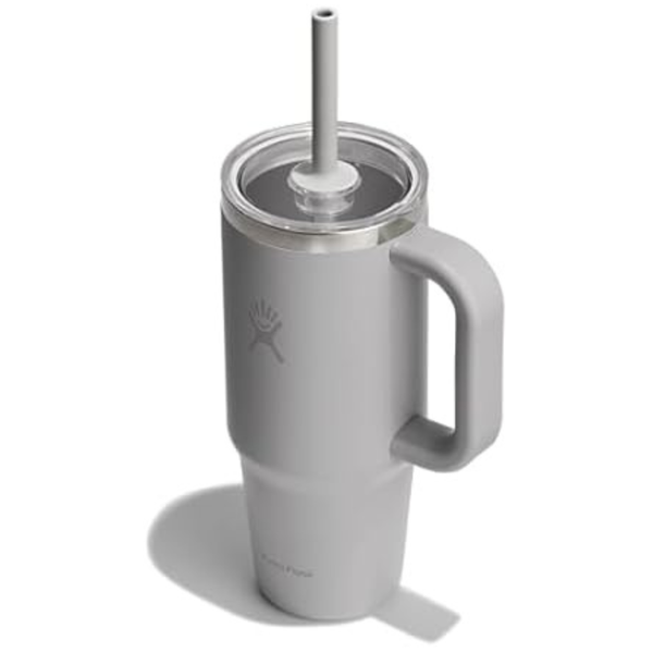 24oz Hydro Flask Travel Tumbler With Handle Clear Lid And Straw (3 Colors)
