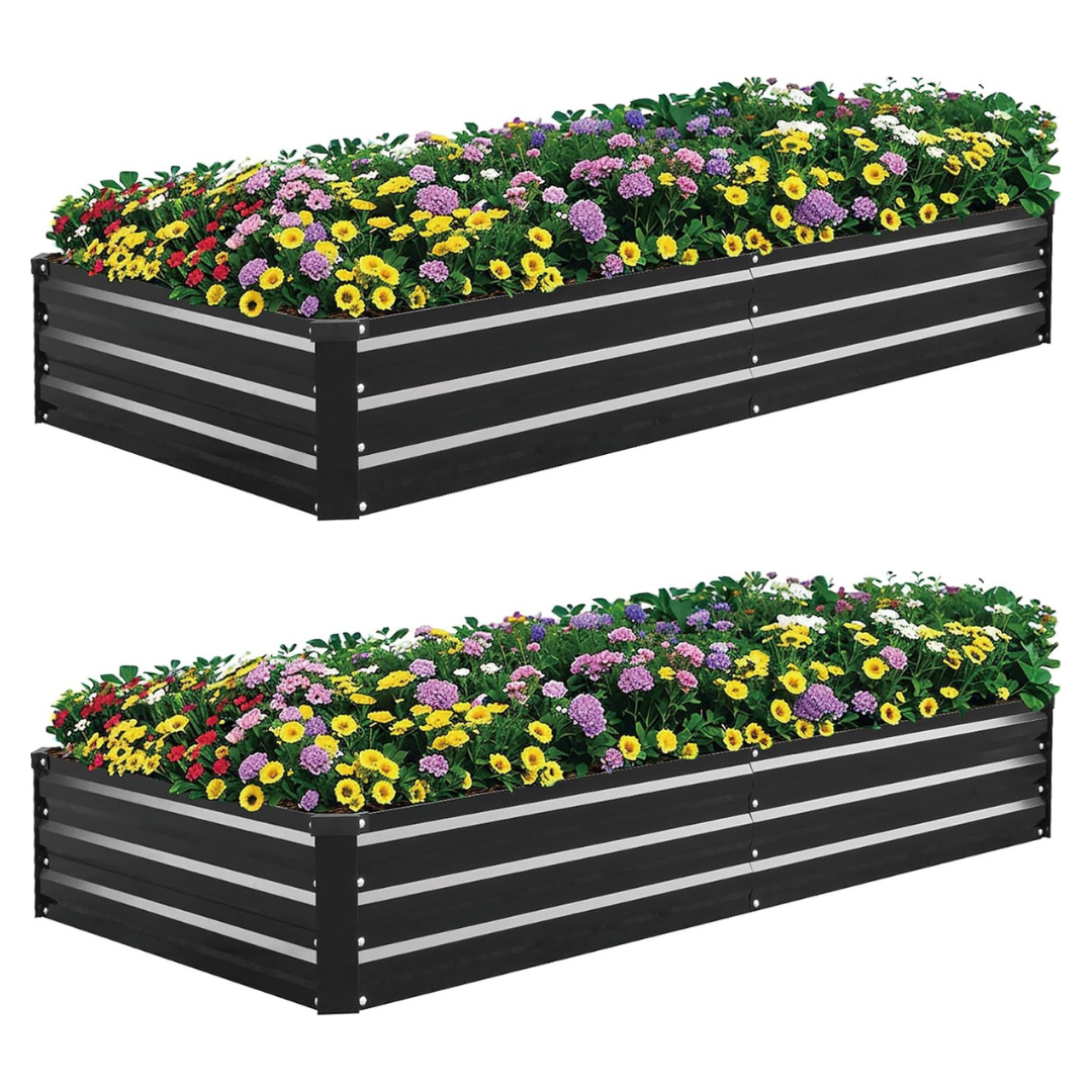 2-Pack Galvanized Metal Raised Garden Bed (6ft X 3ft X 1ft)