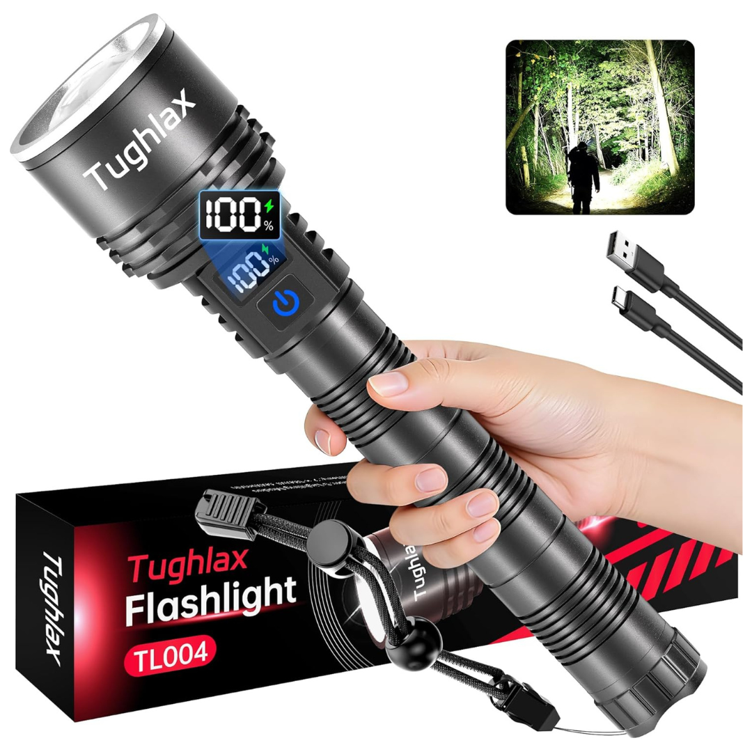 Tughlax 5-Mode Rechargeable LED Flashlight W/ LCD Display