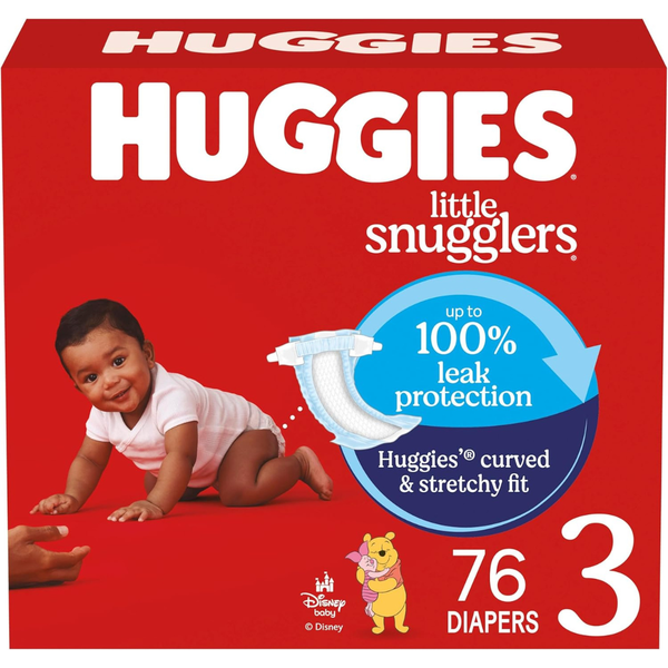 76-Count Huggies Little Snugglers Baby Diapers, Size 3 (16-28 Lbs)