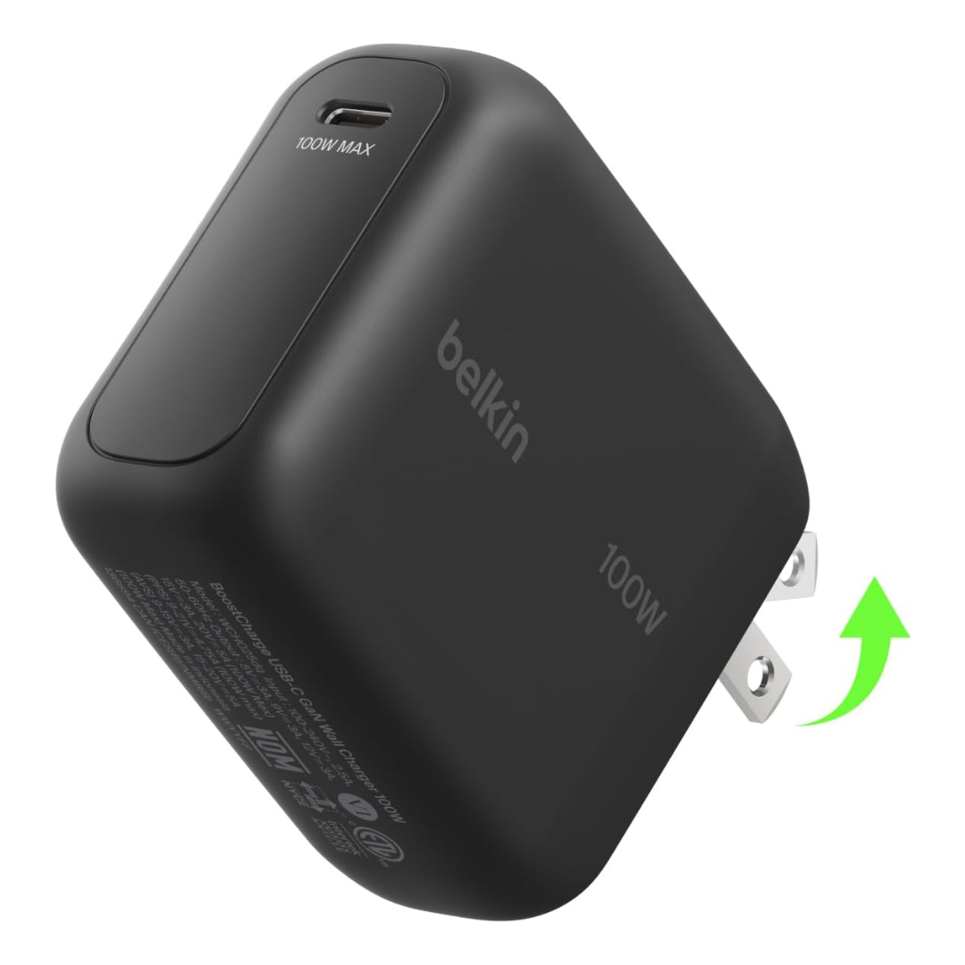 Belkin 100W Compact USB-C GaN Wall Charger (Black Or White)