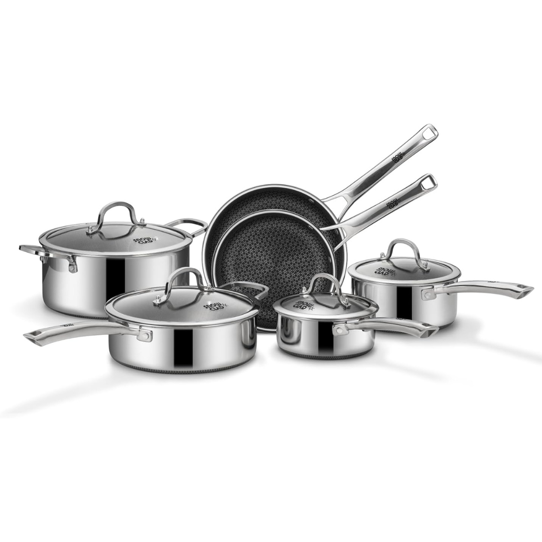 10-Piece Snowclad Hybrid Stainless Steel Cookware Sets