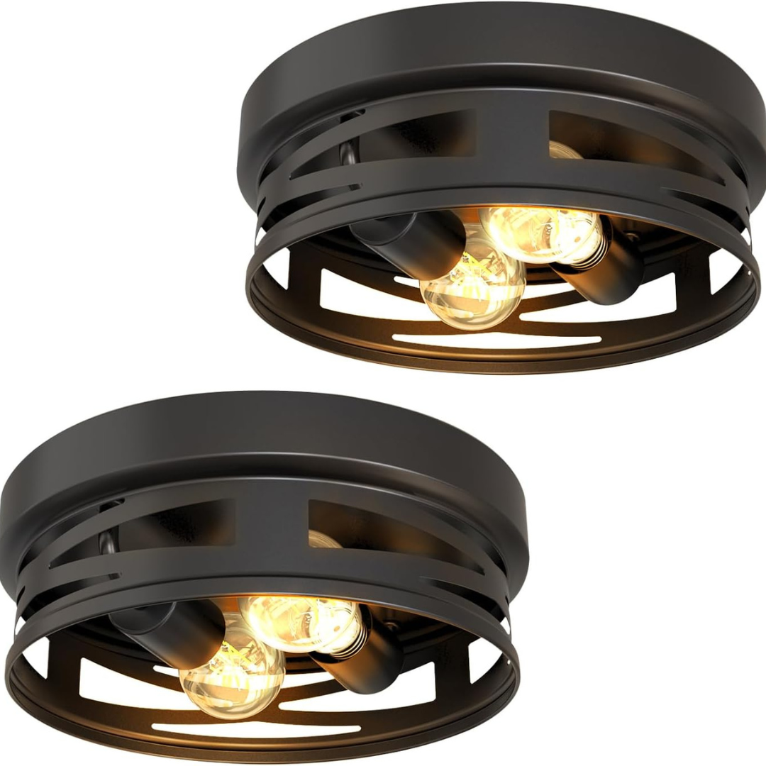 2-Pack 11" Flush Mount 60W Ceiling Light With LED Bulbs