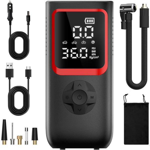 150 PSI Portable Tire Inflator Air Compressor W/ Pressure Gauge & LED Light