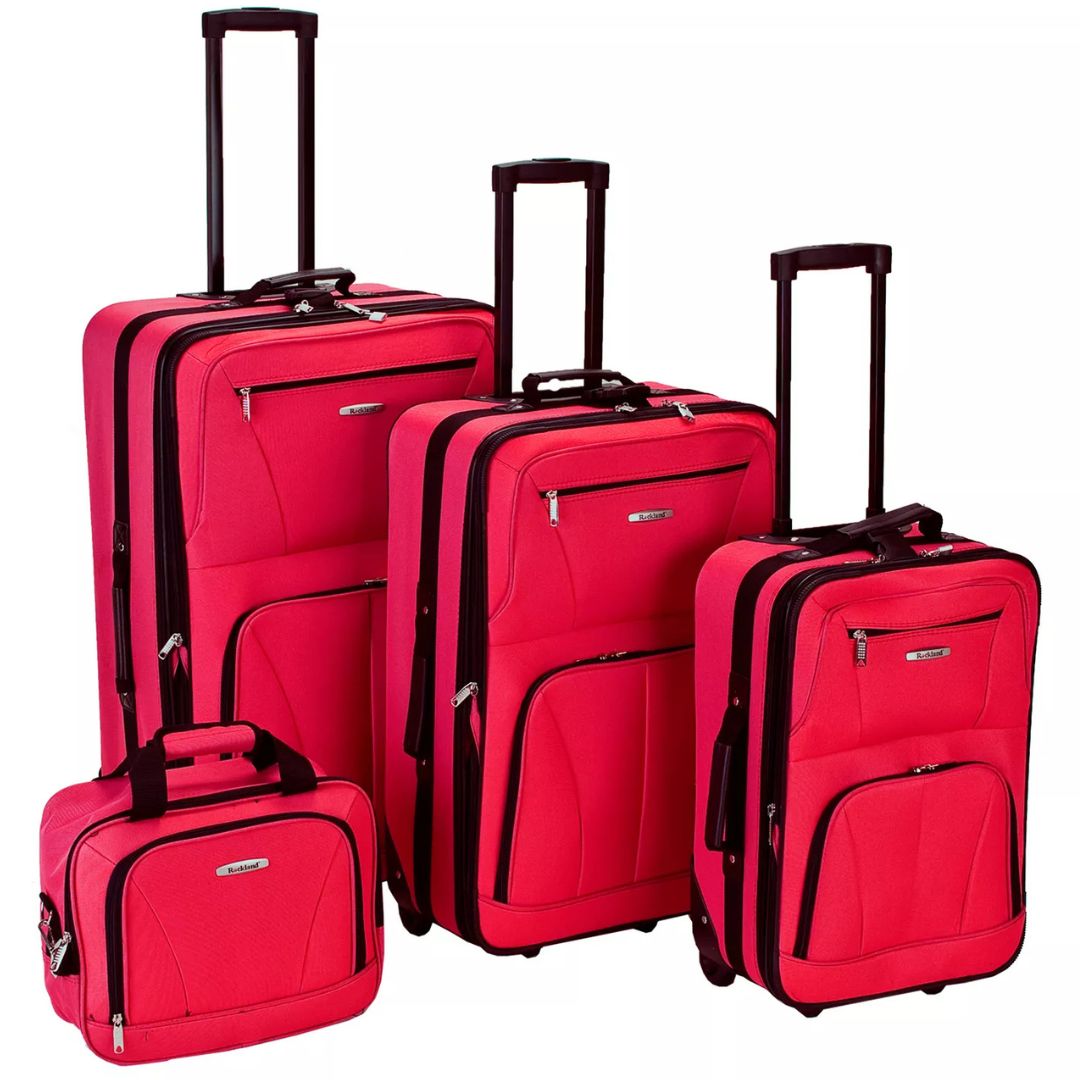 4-Piece Rockland Journey Softside Upright Luggage Set (14" Tote/19"/24"/28")