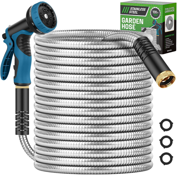 100ft Advinski Lightweight Water Hose With 10 Function Nozzle