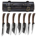 8-Count HOSHANHO 6.5" Hand Forged Butcher Chef Knife Set With Roll Bag